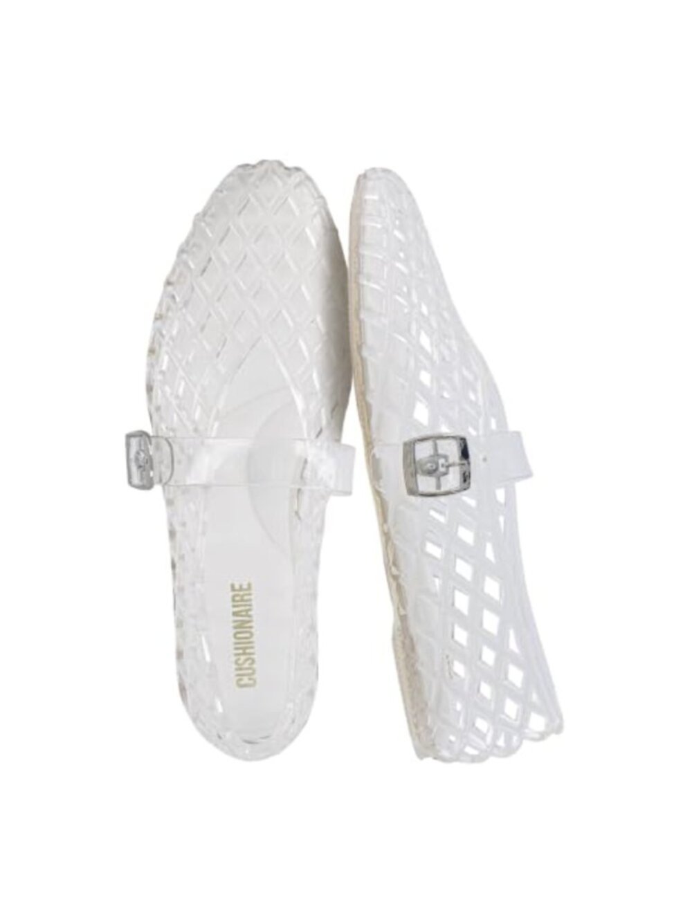 CUSHIONAIRE Syrup Mary Jane Jelly Ballet Flats Woven Cage Adjustable Buckle